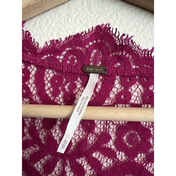 Free People Heart In Two Lace Sheer Mini Dress Pink Size XS Unlined - Picture 8 of 8